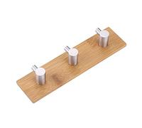 Fdit Duokon Ganchos Adhesivos de bambú Natural de Acero Inoxidable para Colgar en la Pared, Bolsa de Gancho para Colgar Toallas de Cocina, baño, Three Hook
