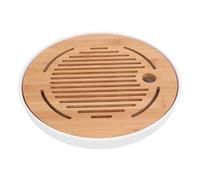Fdit Elegante Bandeja de Mesa de té Kongfu Portátil y Liviana para Viajes Mini Bandeja de té de Forma Redonda de 10 Pulgadas para Disposición de Juegos