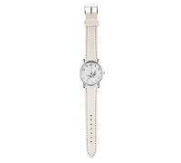 Fdit Elegante reloj de cuarzo con correa de piel sintética para mujer, reloj de pulsera analógico largo para atuendos diarios, blanco
