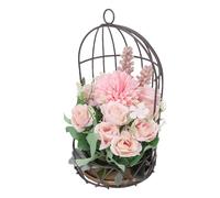 Fdit Encantadora Jaula para Pájaros Maceta Elegante Estante de Exhibición de Metal para Festivales y Uso Doméstico - 1 Pieza (Rosa de 5 Puntas Rosa)