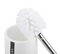 Fdit Escobilla para Inodoro con Soporte, Cerdas Densas para Limpieza Debajo del Borde, Diseño Delgado de Pie en Blanco, Negro, Azul, Gris, Construcción de Acero Inoxidable PP ABS para (White)