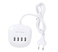Fdit Estación de Carga USB 4 Cargador de Pared USB de alimentación de múltiples Puertos Concentrador de Cargador USB de 100-240 V para Dispositivos múltiples Tira de alimentación (UE)