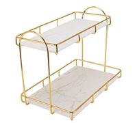Fdit Estante de Almacenamiento de Cosméticos de 2 Niveles, Estante de Encimera de Baño de Metal de Gran Capacidad, Organizador de Baño con Diseño de Doble Capa para,
