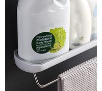 Fdit Estante de Almacenamiento Montado en la Pared, Estante Organizador de Baño Moderno para champú y Acondicionador, Material Plástico Duradero, Ideal para Baños y Cocinas (Gris (con Barra de