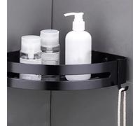Fdit Estante de Almacenamiento para Baño sin Perforaciones, Estante Esquinero de Aleación de Aluminio Duradero para Organización del Hogar, Cocina y Baño (Negro triangular)