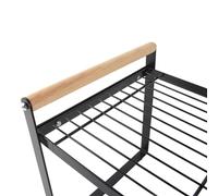 Fdit Estante de Almacenamiento para Cocina de 2 Niveles, Organizador de Repisa con Estructura de Hierro y Madera, para Tazones y Especias en Encimera (negro grande)
