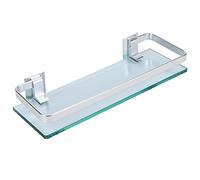 Fdit Estante de Baño de Aluminio y Vidrio Templado para Pared, Ideal para Fregadero de Cocina, Sala de Estar, Dormitorio, Balcón y Almacenamiento.