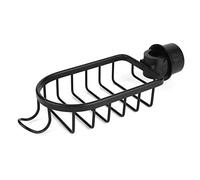 Fdit Estante para Grifo de Aleación de Aluminio, Cesta Colgante para Fregadero de Cocina con Diseño de Drenaje Hueco para Organizador de Esponjas y Paños de Cocina (Black)