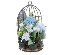 Fdit Estante para Macetas con Forma de Jaula Decorativa Pulida y Pulida para Exhibición de Mesa Elegante, Ideal para Bodas y Fiestas, Hecho de Metal Madera Compuesta, 1 Pieza (BLUE)