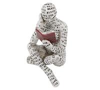 Fdit Estatuilla de Lectura para Mujer, Estatua Creativa de Lectura de Resina para Mujer, Escultura de Arte Abstracto Moderno para Decoración de Hogar y Oficina (A)