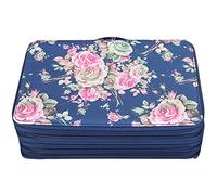 Fdit Estuche para Lápices de Gran Capacidad, Organizador de Almacenamiento de Bolígrafos de 5 Capas con 252 Ranuras Individuales, Estuche para Suministros de Arte de Material (Flor rosa sobre fondo