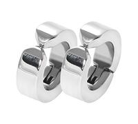 Fdit Fdit Pendientes de Acero Inoxidable Antioxidantes, Superficie Mate Azul, 1 par para Mujeres y Niñas de Moda (negro brillante) (Color acero brillante)