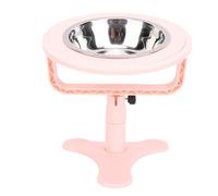 Fdit FDIT Tazones de Gato Elevados Ajustables 0-15 ° Tilt Anti Vómito, Soporte Expandible (5 "a 6"), Alimentador de Acero Inoxidable Antideslizante para Gatos Gatitos Pequeños (Pink)