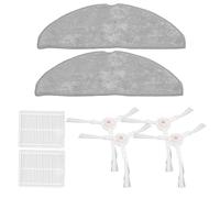 Fdit Filtros de Aspiradora Eficientes, Accesorios de Cepillo Lateral para Mijia E10 E12, 4 Cepillos Laterales, 2 Filtros, 2 Ropa de Limpieza