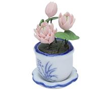Fdit Flor en Maceta para Casa de Muñecas, Hermosa Decoración de Cerámica para los Amantes de Las Casas de Muñecas 1:12