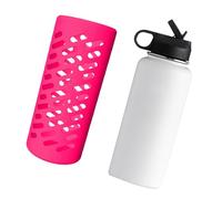 Fdit Funda Protectora de Silicona para Botella de Agua para Botellas Aisladas, Uso en Exteriores, Duradera, Ligera, Se Adapta Perfectamente, Diseño Ergonómico (Rosa Roja 32oz)