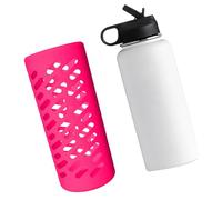 Fdit Funda Protectora de Silicona para Botella de Agua para Botellas Aisladas, Uso en Exteriores, Duradera, Ligera, Se Adapta Perfectamente, Diseño Ergonómico (Rosa Roja 18oz)