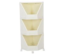 Fdit Gabinete de Almacenamiento de Esquina con 4 Ruedas Móviles para Espacios Pequeños, Baño, Cocina, Sala de Estar, Oficina en Casa, Fácil Instalación, Material PP (3 Niveles)