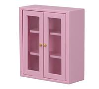 Fdit Gabinete de Cocina para Casa de Muñecas 1:12, Decoración de Muebles de Madera en Miniatura, Juguete para Juego de Imitación para Coleccionistas de Casas de Muñecas (Rosado)