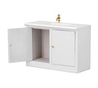 Fdit Gabinete de Fregadero de Madera para Casa de Muñecas en Miniatura, Diseño Exquisito, Lavabo de Baño de Casa de Muñecas de Simulación, Material de Abedul