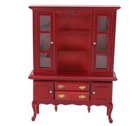 Fdit Gabinete en Miniatura de Madera, Estantería Multiusos para Casa de Muñecas en Miniatura con Puertas y Cajones Que Se Pueden Abrir para Decoración de Casas de Muñecas (Caoba)