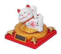 Fdit Gato de la Suerte Tumbado Saludando, Riqueza con Energía Solar, Invitación a la Decoración del Gato de la Suerte, Material Plástico de para el Hogar y la Oficina, Adecuado para Todas Las