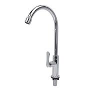 Fdit Grifo de Agua Cromado con Rotación de 360 grados, Núcleo de Válvula de Latón con Rosca G1/2 Pulgadas y Construcción de Aleación de Zinc para Lavabo de Cocina y Baño