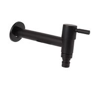 Fdit Grifo de Agua Fría de una Sola Manija, Grifo de Rosca G1/2 de Acero Inoxidable 304 Montado en la Pared con Acabado Negro Escarchado para Baño, Cocina, Balcón (para Lavadora)