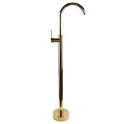 Fdit Grifo de Bañera Independiente, Relleno de Bañera de Montaje en Suelo de Latón Macizo de Primera Calidad con Ducha de Mano, para Decoración Moderna de Baño (GOLD)