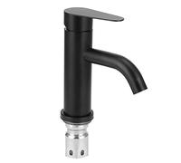 Fdit Grifo Mezclador de Baño, Acero Inoxidable de Palanca única | Grifo de Agua Caliente y Fría, Acabado Negro Mate, Conexión de Rosca G1,2, para Lavabo y Lavadero