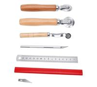 Fdit Herramienta de Plegado de Cartón, Kit de Puntuación de Papel de Múltiples Ruedas con Regla de Acero Inoxidable, de Madera para Manualidades de Papel, Encuadernación, Fabricación