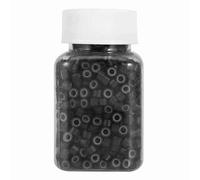 Fdit Herramientas de Extensión de Cabello de 1000 Piezas/botella de Cañón de Silicona de 5 Mm No Detectable Perlas de Molienda para la Extensión del Cabello Humano 5 Colores (Marron oscuro)