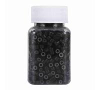 Fdit Herramientas de Extensión de Cabello de 1000 Piezas/botella de Cañón de Silicona de 5 Mm No Detectable Perlas de Molienda para la Extensión del Cabello Humano 5 Colores (BLACK)