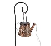 Fdit Hierro Solar Regadera Luces Colgante Hervidor Linterna Luz Luces Solares Decoraciones de Jardín Al Aire Libre para Mesa Al Aire Libre Patio Césped Patio Camino