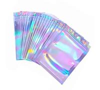 Fdit Hologram Shiller Bolsa de Autoevaluación para Candy Biscuit Warehouse 100 PCS Top Selling Bag for Jewelry, 9 X 12 Cm, Bolsa de Celofán Transparente