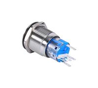 Fdit Interruptor de Botón Autoblocante Impermeable LED de para Interruptor de 19 Mm de Alta Resistencia, de Botón de Cierre de Encendido y Apagado para Aplicaciones en Exteriores (BLUE)