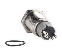 Fdit Interruptor LED de Metal de 16 Mm, Interruptor de Encendido con Botón de Enclavamiento de 12 V con Indicador LED 1NO1NC 3A 250VAC Interruptor de Botón de Metal Industrial