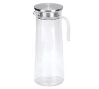 Fdit Jarra de Agua Acrílica de 1,2 L, Jarra de Jugo Transparente con Tapa de Acero Inoxidable, 2 Salidas de Agua, Grande y Cómodo, para Bebidas Frías y Calientes, (cubierta de acero inoxidable)