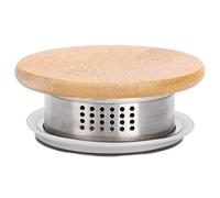 Fdit Jarra de Agua Acrílica de 1,2 L, Jarra de Jugo Transparente con Tapa de Acero Inoxidable, 2 Salidas de Agua, Grande y Cómodo, para Bebidas Frías y Calientes, (Cubierta de bambú)