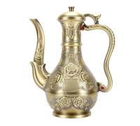 Fdit Jarra de Vino Retro, Jarrón Grabado con Flores Metálicas, 1 Litro, para Decoración de Mesa