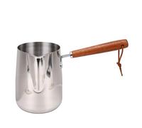 Fdit Jarra para Espumar Leche, Cacerola Compatible con Inducción de Acero Inoxidable 304 con de Madera, Olla Multiusos para Calentar Leche, Derretir Chocolate y Hacer Jarabe, Diseño (1000ml)