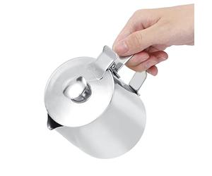 Fdit Jarra para Espumar Leche de Acero Inoxidable de 350 Ml, Jarra Profesional para café con Leche con Boquilla Curvada de 120° y Ergonómico, para Cafetería, Restaurante, Bar, Tienda
