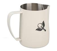 Fdit Jarra para Espumar Leche, Taza de Herramientas de café de Acero Inoxidable de 600 Ml con Boquilla con Boca de águila y en Forma de Bucle, para Latte Art y Espumar Leche (WHITE)