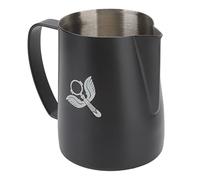 Fdit Jarra para Espumar Leche, Taza de Herramientas de café de Acero Inoxidable de 600 Ml con Boquilla con Boca de águila y en Forma de Bucle, para Latte Art y Espumar Leche (BLACK)