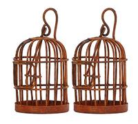 Fdit Jaula de Pájaros de Hierro de Primera Calidad para Casa de Muñecas, Jaula de Pájaros de Metal a Escala 1:12, Decoración en Miniatura, 2 Minijaulas de de Metal Detalladas para Casas de Muñecas