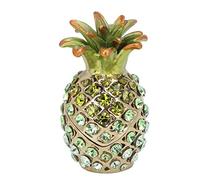 Fdit Joyero de Incrustaciones de Diamantes de Imitación Verde, Caja de Baratijas de Aleación Exquisita con Bisagras, Ideal para Collar de Aretes de Anillos, Cajas de Baratijas de