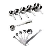 Fdit Juego de 10 Cucharas Medidoras de Acero Inoxidable, Herramientas de Medición de Cocina con Nivelador y Cuchara para Hornear, Utensilios Apilables Aptos para Lavavajillas (1 equipo)