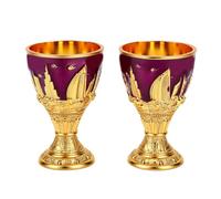 Fdit Juego de 2 Copas de Vino Emblemáticas de Dubái, Copa Burj Al Arab en Relieve 3D Chapada en Oro para Decoración del Hogar, Fiesta, Boda (Violeta)
