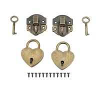 Fdit Juego de 2 Juegos de Candado y Pestillo de Caja de Madera, Estilo Antiguo en Forma de Corazón para Seguridad Decorativa, Aleación de Zinc y Hierro para Manualidades Reparación (Bronce)