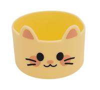 Fdit Juego de 3 Piezas de Patrón de Gato de Dibujos Animados con Funda de Taza de Silicona Antideslizante para Biberones Portátiles (Yellow)